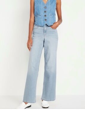 Old Navy Women’s Light Wash High-Rise WOW Wide Leg Jeans Sz 0